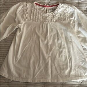 Boden White Top with Pink Trim